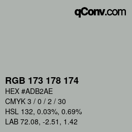 Color code: RGB 173 178 174 | qconv.com