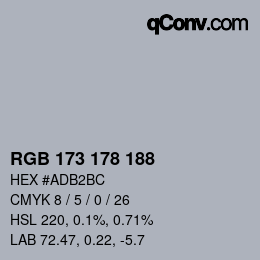 カラーコード: RGB 173 178 188 | qconv.com