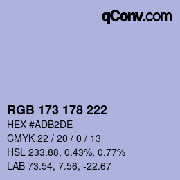 Color code: RGB 173 178 222 | qconv.com