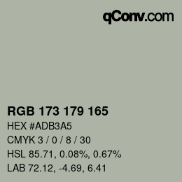 Color code: RGB 173 179 165 | qconv.com