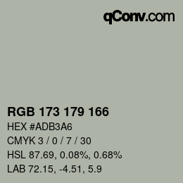 カラーコード: RGB 173 179 166 | qconv.com