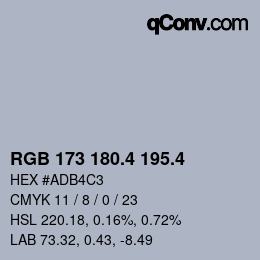 カラーコード: RGB 173 180.4 195.4 | qconv.com