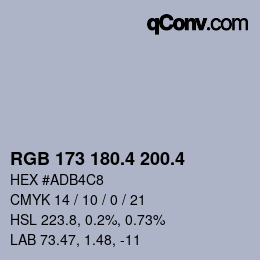 カラーコード: RGB 173 180.4 200.4 | qconv.com