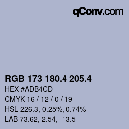 カラーコード: RGB 173 180.4 205.4 | qconv.com