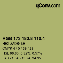 カラーコード: RGB 173 180.8 110.4 | qconv.com