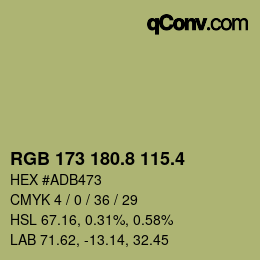 カラーコード: RGB 173 180.8 115.4 | qconv.com