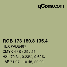 カラーコード: RGB 173 180.8 135.4 | qconv.com