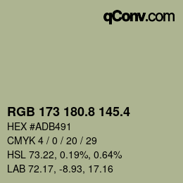 カラーコード: RGB 173 180.8 145.4 | qconv.com