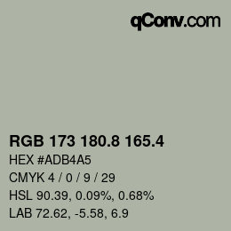 カラーコード: RGB 173 180.8 165.4 | qconv.com