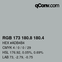 カラーコード: RGB 173 180.8 180.4 | qconv.com
