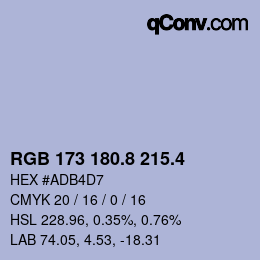 カラーコード: RGB 173 180.8 215.4 | qconv.com