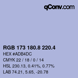 カラーコード: RGB 173 180.8 220.4 | qconv.com
