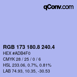 カラーコード: RGB 173 180.8 240.4 | qconv.com