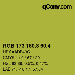 カラーコード: RGB 173 180.8 60.4 | qconv.com