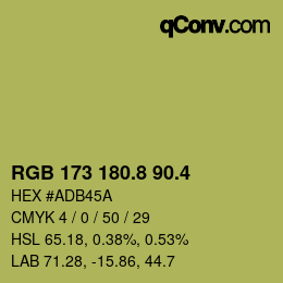 カラーコード: RGB 173 180.8 90.4 | qconv.com