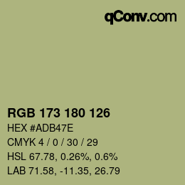 カラーコード: RGB 173 180 126 | qconv.com