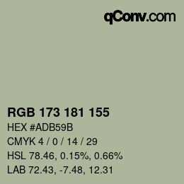 カラーコード: RGB 173 181 155 | qconv.com