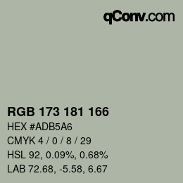 Color code: RGB 173 181 166 | qconv.com