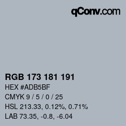 Color code: RGB 173 181 191 | qconv.com