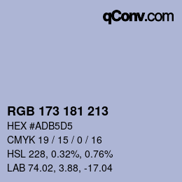 Color code: RGB 173 181 213 | qconv.com