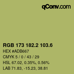 カラーコード: RGB 173 182.2 103.6 | qconv.com