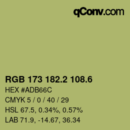 カラーコード: RGB 173 182.2 108.6 | qconv.com