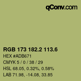 カラーコード: RGB 173 182.2 113.6 | qconv.com