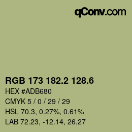 カラーコード: RGB 173 182.2 128.6 | qconv.com