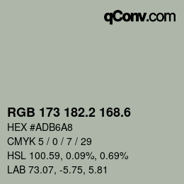 カラーコード: RGB 173 182.2 168.6 | qconv.com
