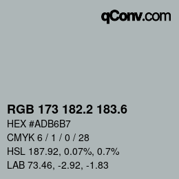 カラーコード: RGB 173 182.2 183.6 | qconv.com