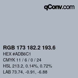 カラーコード: RGB 173 182.2 193.6 | qconv.com