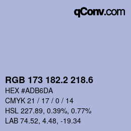 カラーコード: RGB 173 182.2 218.6 | qconv.com