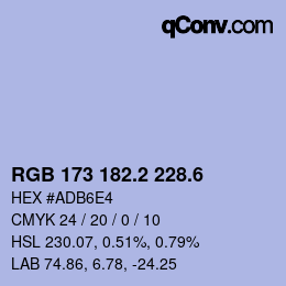 カラーコード: RGB 173 182.2 228.6 | qconv.com