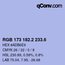カラーコード: RGB 173 182.2 233.6 | qconv.com