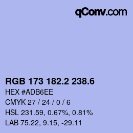 カラーコード: RGB 173 182.2 238.6 | qconv.com