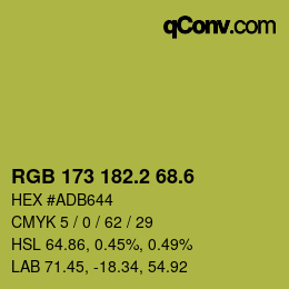 カラーコード: RGB 173 182.2 68.6 | qconv.com