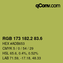 カラーコード: RGB 173 182.2 83.6 | qconv.com