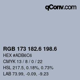 カラーコード: RGB 173 182.6 198.6 | qconv.com