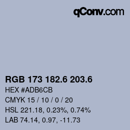 カラーコード: RGB 173 182.6 203.6 | qconv.com