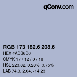 カラーコード: RGB 173 182.6 208.6 | qconv.com