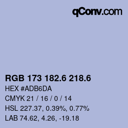 カラーコード: RGB 173 182.6 218.6 | qconv.com