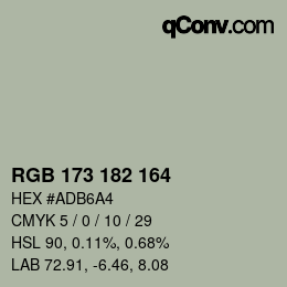 Color code: RGB 173 182 164 | qconv.com