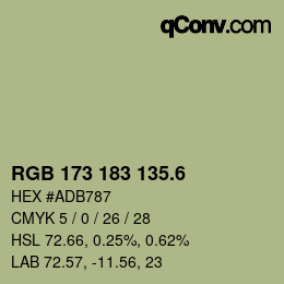 カラーコード: RGB 173 183 135.6 | qconv.com