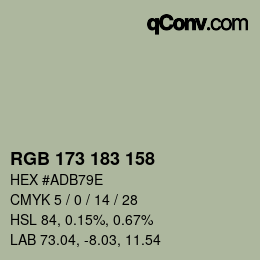 カラーコード: RGB 173 183 158 | qconv.com