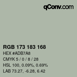 Color code: RGB 173 183 168 | qconv.com