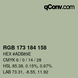 Color code: RGB 173 184 158 | qconv.com