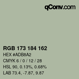 カラーコード: RGB 173 184 162 | qconv.com