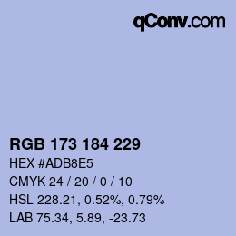 カラーコード: RGB 173 184 229 | qconv.com