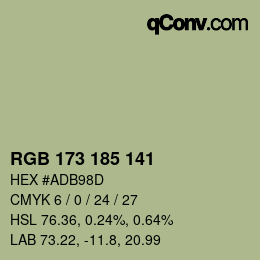 Color code: RGB 173 185 141 | qconv.com