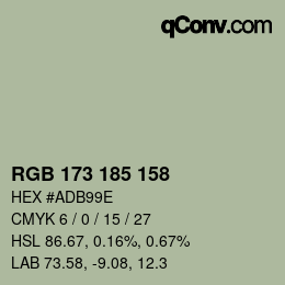 Color code: RGB 173 185 158 | qconv.com